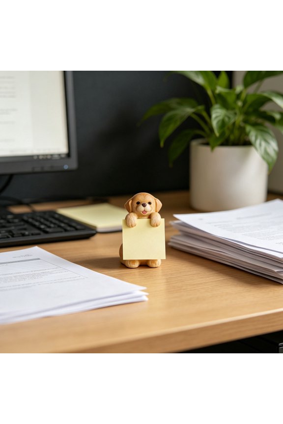 3" x 3" Cute Sticky Note Holder for Desk | Doodle Compatible Accordion Style Dog Pop Up Note Dispenser, Pop Up Sticky Notes Dispenser for Office Holds Office Desk Supplies (Brown)