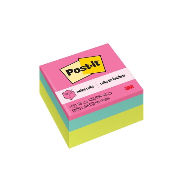 3" x 3" Notes Cube 400 Sheets/Cube - Pink Wave