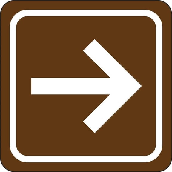 3 x 3 in. Arrow Graphic Single Sided Wall Mount Directional Sign, Brown & White