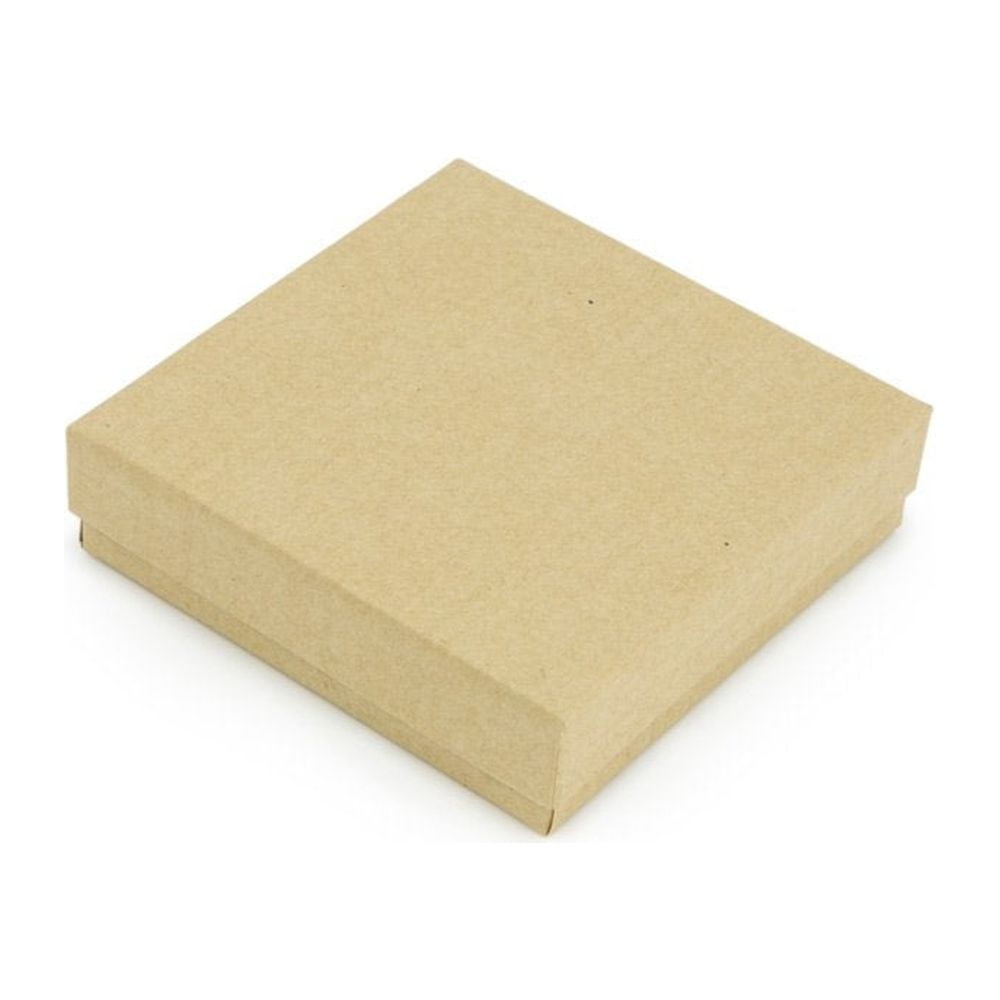3" x 3" x 1" Kraft Paper Cotton Filled Jewelry Gift Box #33 (Package of 20)