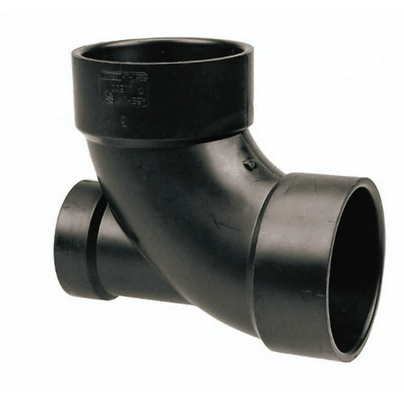 3" x 3" x 2" Hub ABS DWV 90° Elbow with Low Heel Inlet
