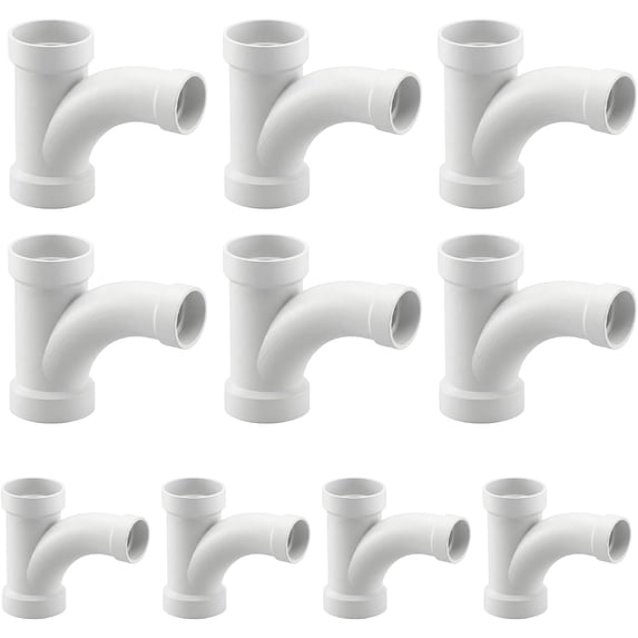 3" x 3" x 2" PVC DWV Combination Wye & 1/8 Bend 45° Elbow Reducing Hub, White PVC Drain, (10 Pack)
