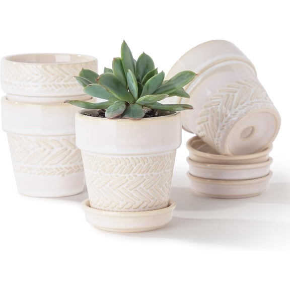 3" x 3" x 3" Ceramic Succulent Pot with Drainage Holes