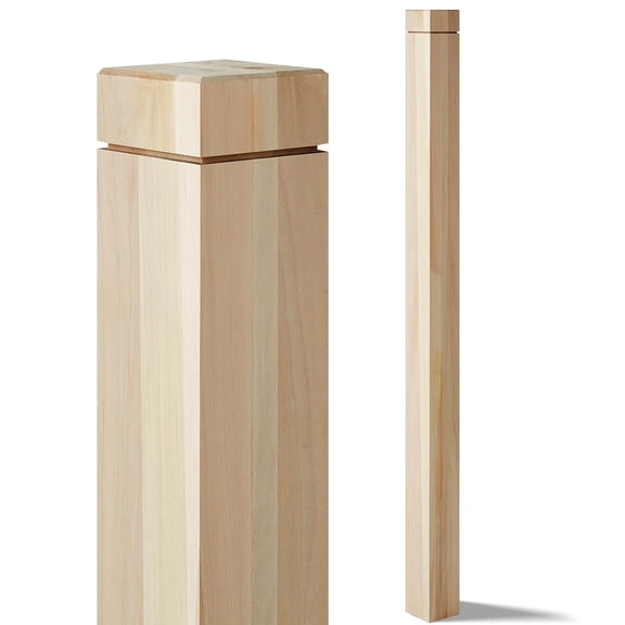 3" x 3" x 48" Solid Poplar Stair Newel Post with a Single Groove Notched Newel Wood Balusters for Staircase Interior Railing Newels for Stair Handrails