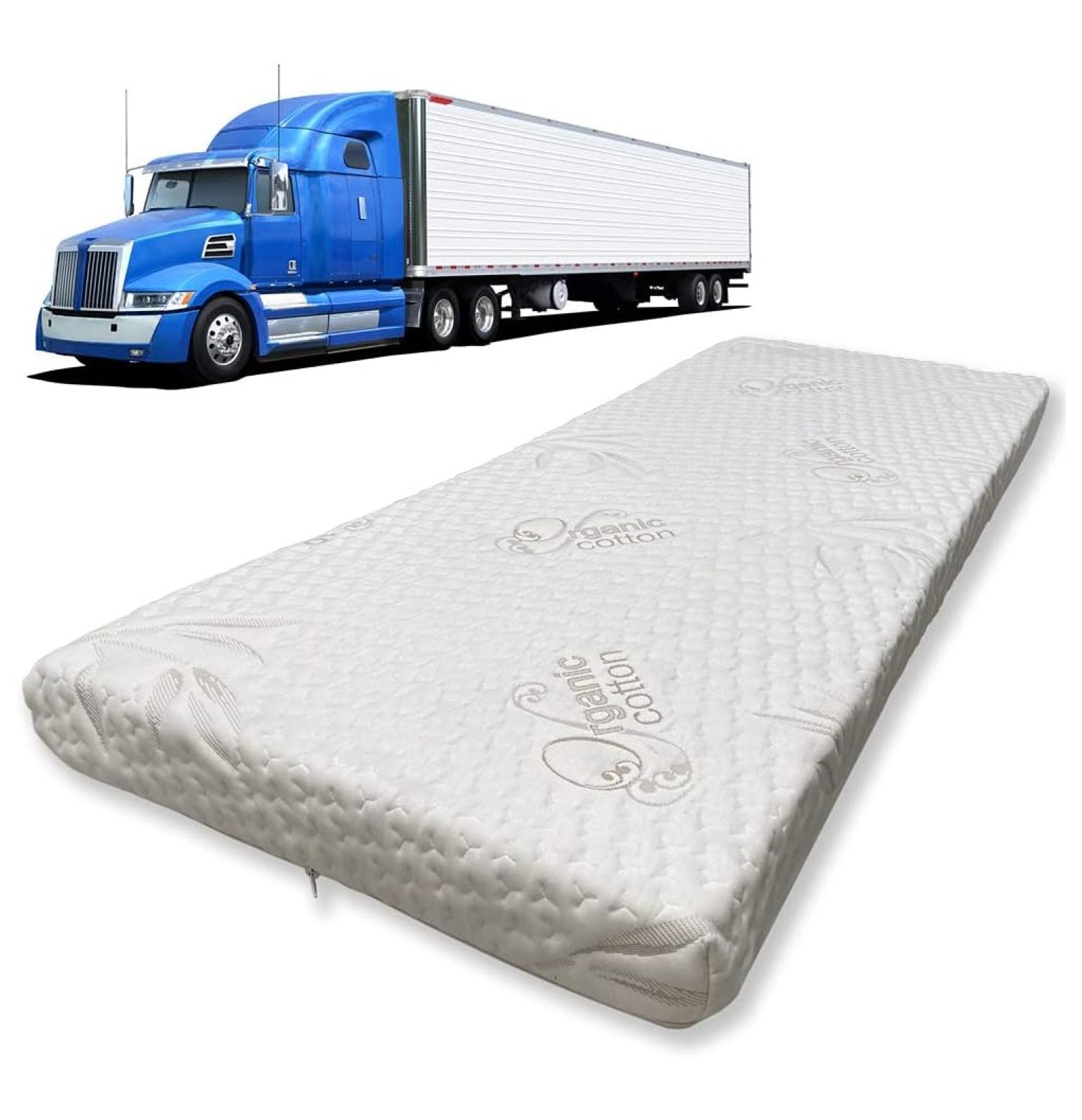 3" x 32" x 79" Semi Truck High Density Foam Trucker Mattress, Washable
