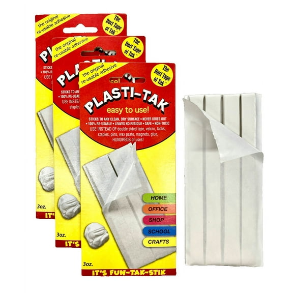 3 x 3oz Pack The Original Re-usable Adhesive Putty, repositionable, reusable, will not dry