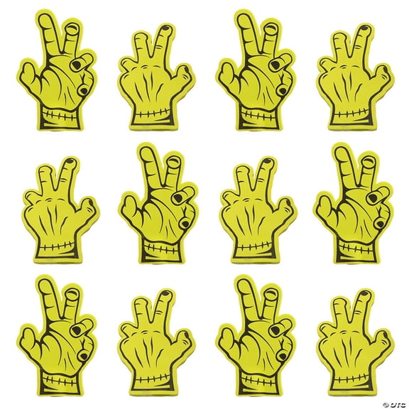 3" x 4 1/2" Mini Halloween Green Monster Foam Fingers  12 Pieces