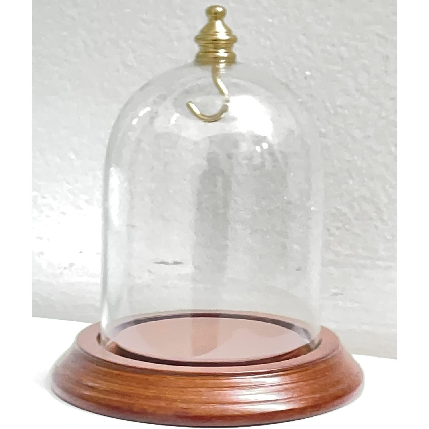 3 x 4" Glass Display Dome with Gold Hook and Solid Walnut Base