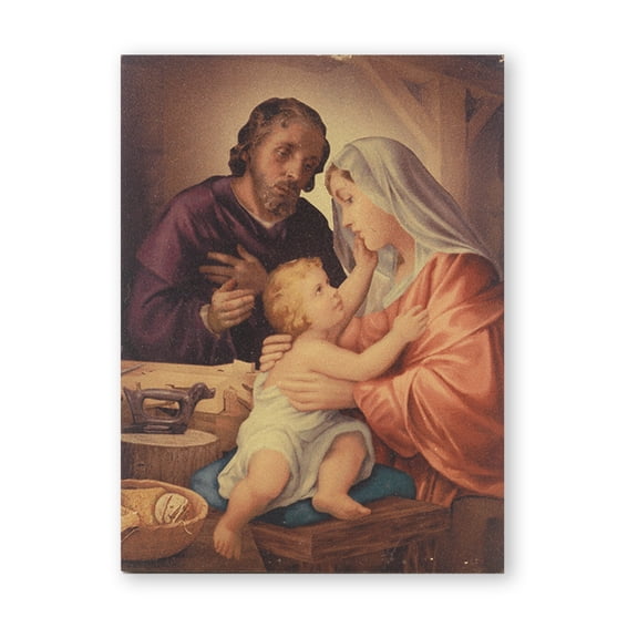 3" x 4" Holy Family Gold Embossed Wood Plaque