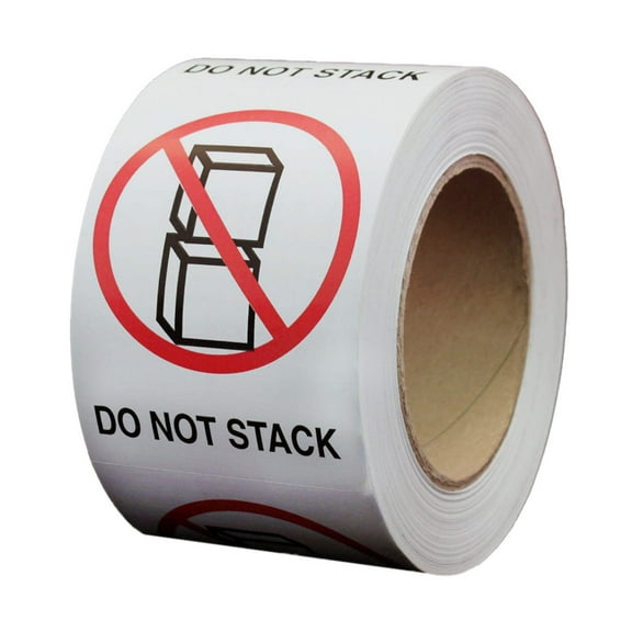 3" x 4" Imprinted "Do Not Stack" Shipping Handling Warning Square Labels