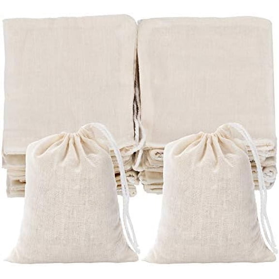 3 x 4 Inches Muslin Cotton Drawstring Bags Canvas Linen Sachet Bag Reusable Empty Gift Pouch for Party Home Supplies