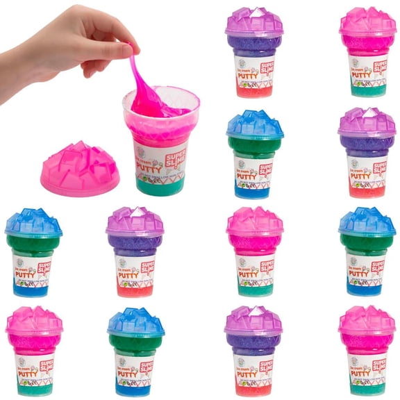 3" x 4" Rainbow Ice Cream Slime Putty Containers - 12 Pc.