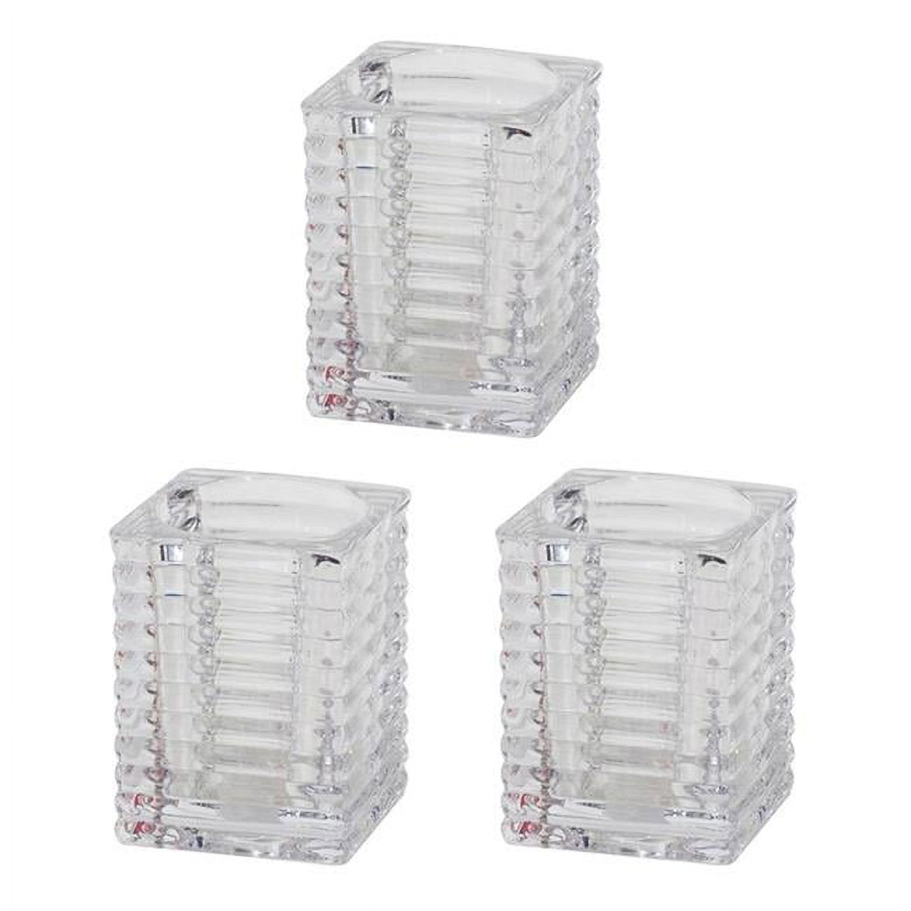 3 x 4 in. Square Glass Candle Holder, Set of 3