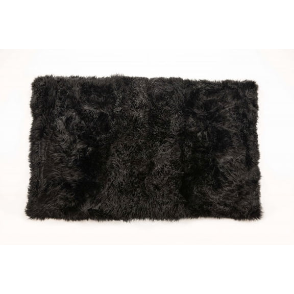 3' x 5' Black Natural Rectangular Sheepskin Area Rug