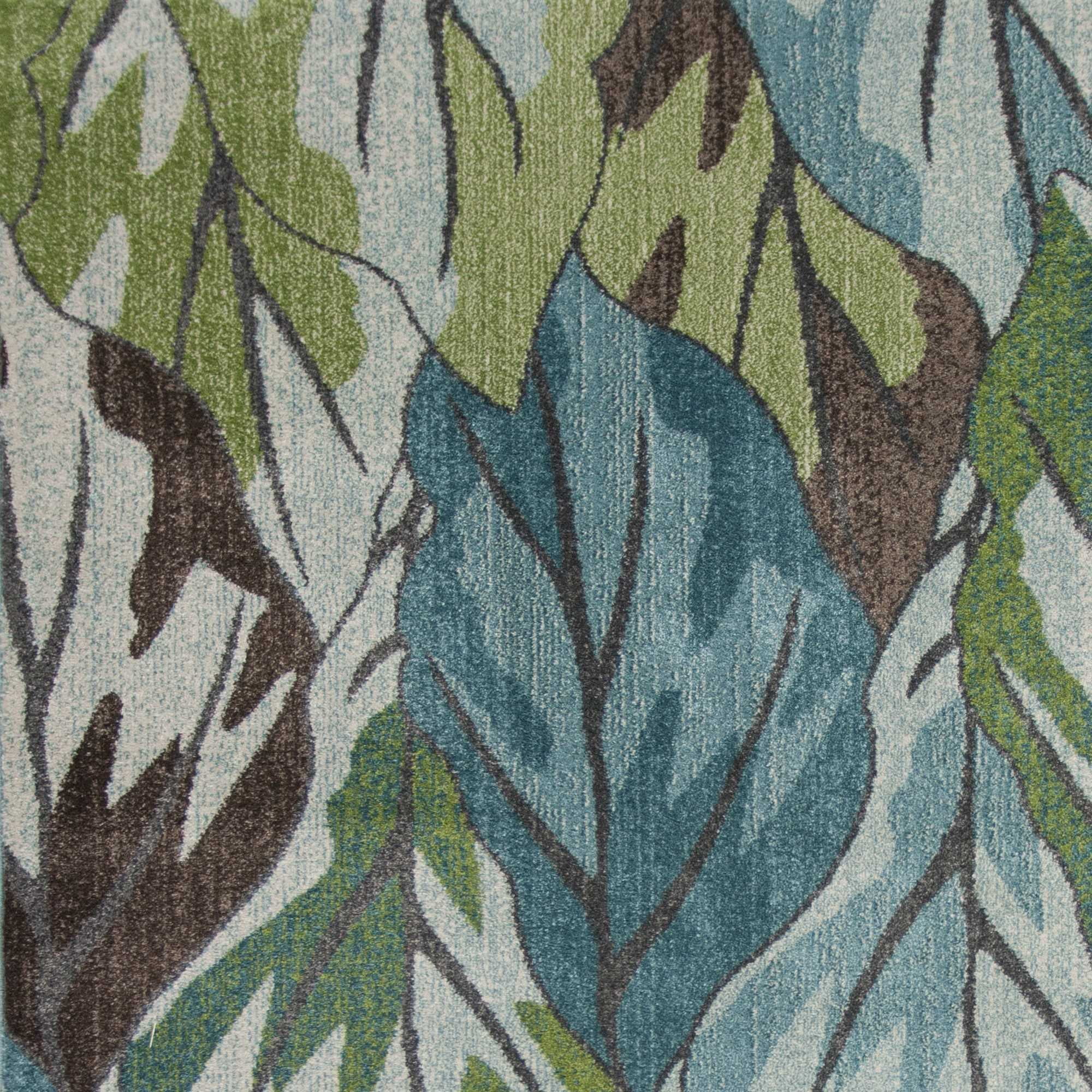 Handmade Blue and Green Synthetic Rectangular Area Rug