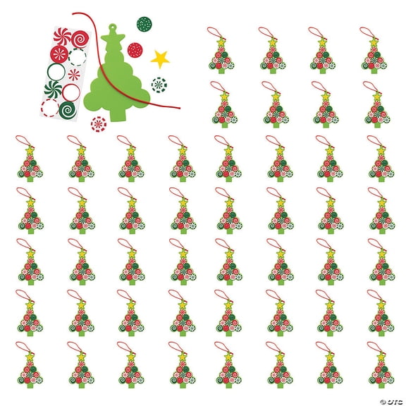 3" x 5" Bulk Candy Tree Christmas Ornament Foam Craft Kit - Makes 48