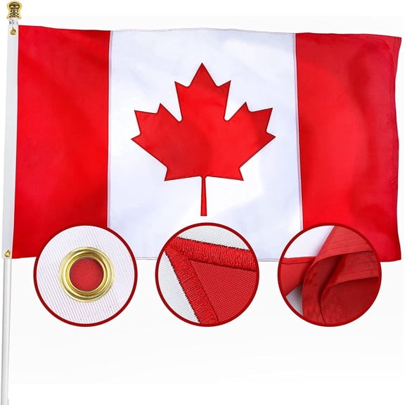 3' x 5' Canada Canadian Flag 3x5 Outdoor, Double Sided Heavy Duty 210D Nylon Canadian National Country Flags, with Sewn Stripes 4 Stitch Hemming
