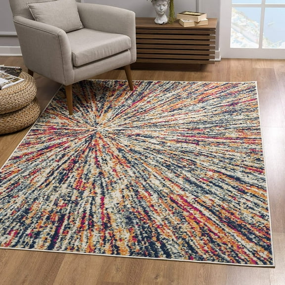 3â€™ x 5â€™ Cream Celestial Burst Abstract Area Rug