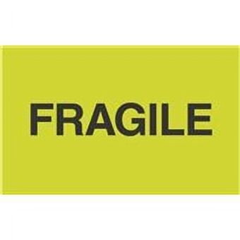 #DL2421 3 x 5" Fragile"Flourescent Green" Label 500 Pack