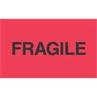 3 x 5" Fragile Fluorescent Red Label, Shipping Mover Stickers [Pack of 500]