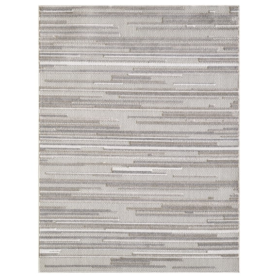 3’ x 5’ Gray Abstract Striped Indoor Outdoor Area Rug