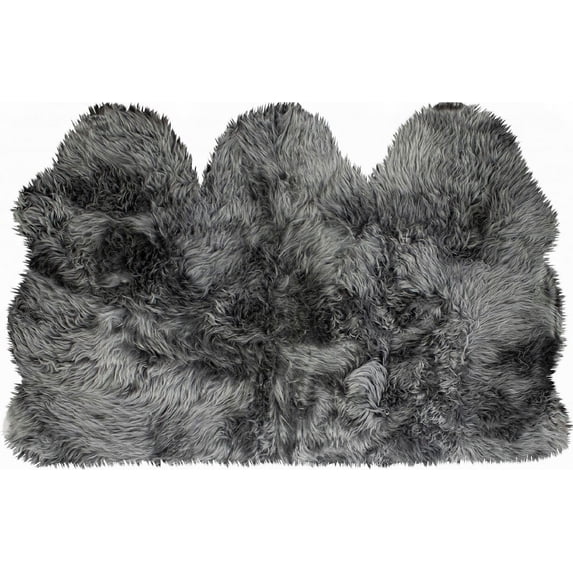 3' x 5' Gray Natural Sheepskin Area Rug
