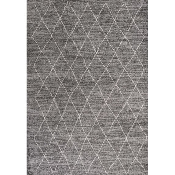 3' x 5' Grey Diamond Pattern Area Rug