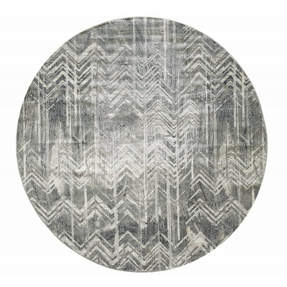 3' x 5' Grey Zigzag Pattern Viscose Area Rug