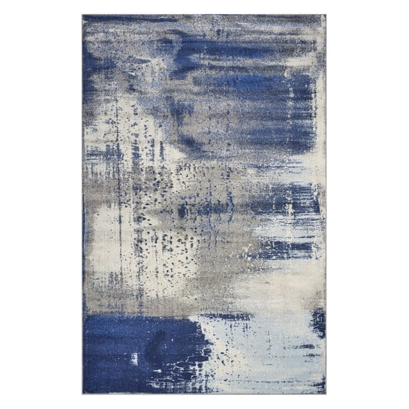 3' x 5' Ice Blue Abstract Brushstrokes Area Rug