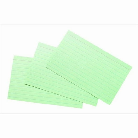 3 x 5 In. Heavyweight Ruled Index Card, Green, Pack - 100