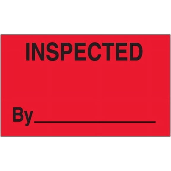 "Inspected By" 3 x 5" Labels, Red 500/Roll