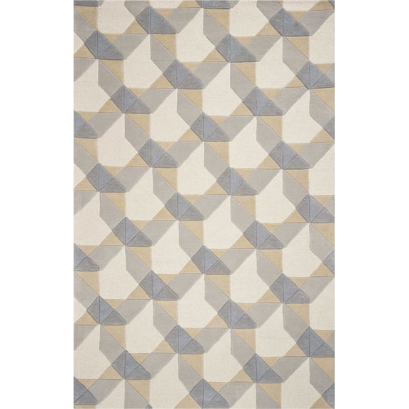 3' x 5' Ivory or Grey Geometric Wool Area Rug