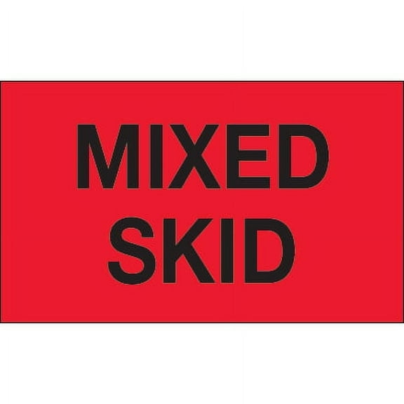 3" x 5" - "Mixed Skid" (Fluorescent Red) Labels - 500 Per Roll