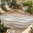 thumbnail image 1 of 3' x 5' Outdoor Rug, Beige Ombre Outdoor Washable Rug Large Floor Carpet, Modern Geometric Abstract Aesthetic Cream Non Shedding Area Rug for Outside Patio RV Porch Deck Balcony Camping Living Room, 1 of 9