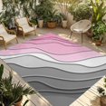 thumbnail image 1 of 3' x 5' Outdoor Rug, Pink Grey Ombre Outdoor Washable Rug Large Floor Carpet, Modern Geometric Abstract Aesthetics Cream Non Shedding Area Rug for Outside Patio RV Porch Deck Balcony Camping, 1 of 9