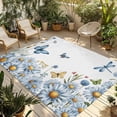 thumbnail image 1 of 3' x 5' Outdoor Rug, White Daisy Blossom Outdoor Washable Rug Large Floor Carpet, Spring Graden Floral Butterflies Non Shedding Area Rug for Outside Patio RV Porch Deck Balcony Camping Living Room, 1 of 9