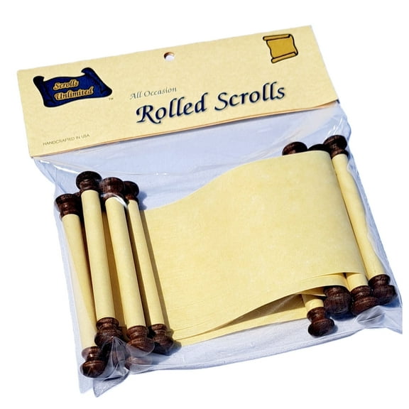3 x 5 Package of 6 Blank Rolled Scrolls - Color Parchment/Antique Gold