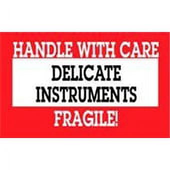 3 x 5" Red/White/Black Delicate Instruments Handle w/ Care Fragile Label, Packing, Mover Stickers [Pack of 500]