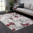 thumbnail image 1 of 3â€™ x 5â€™ Red and Gray Modern Abstract Area Rug, 1 of 8
