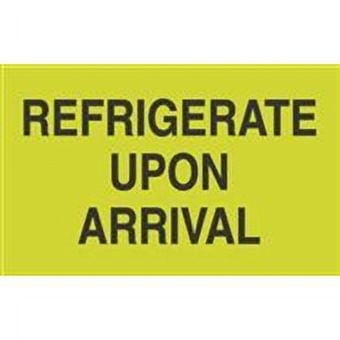 3 x 5" Refrigerate Upon Arrival Fluorescent Green/Black Label Shipping Stickers [Pack of 500]
