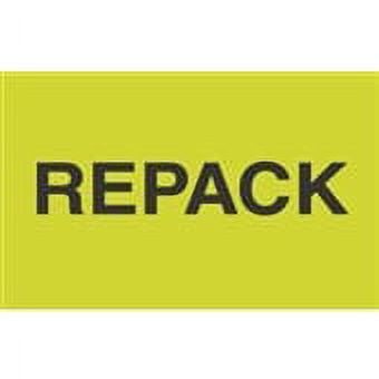 SSBM 3" x 5" Fluorescent Green "Repack" Labels HighGloss Shipping & Inventory Stickers 500 Labels per Roll
