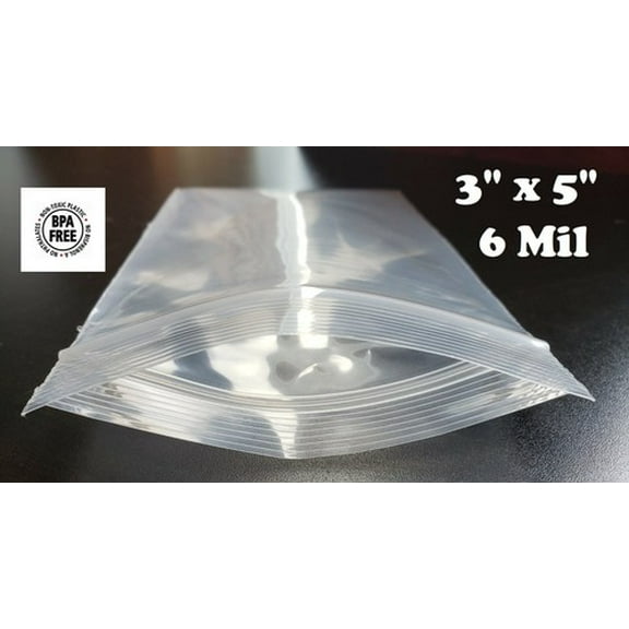 3" x 5" Resealable Plastic Bags Zip Seal 6 Mil Thick Reclosable Top Lock 6Mil