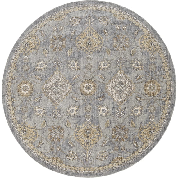 3' x 5' Sage Green Floral Vine Bordered Wool Indoor Area Rug