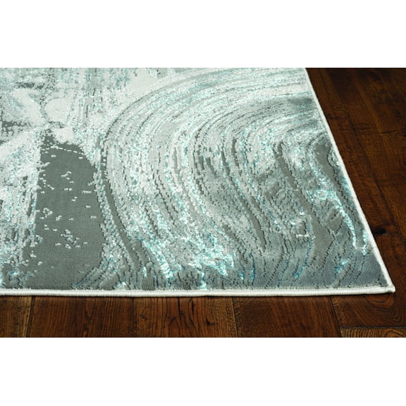 3' x 5' Silver or Blue Abstract Brushstrokes Area Rug