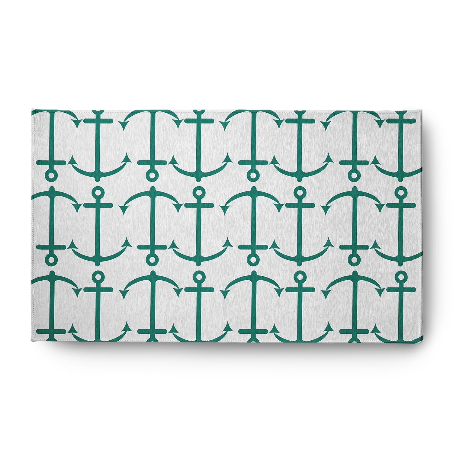 3' x 5' Simply Daisy Anchor Pattern Beach Style Chenille Area Rug, Kelly Green