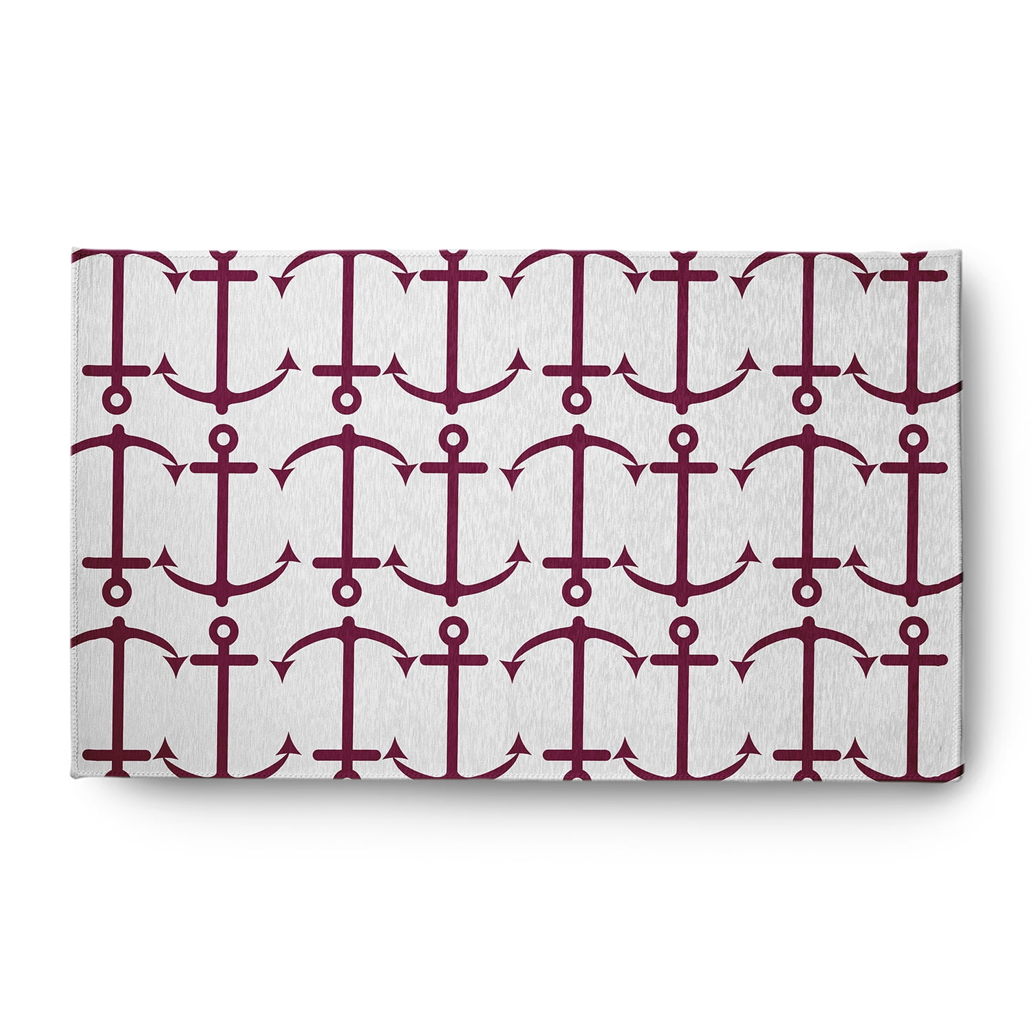 3' x 5' Simply Daisy Anchor Pattern Beach Style Chenille Area Rug, Maroon Red