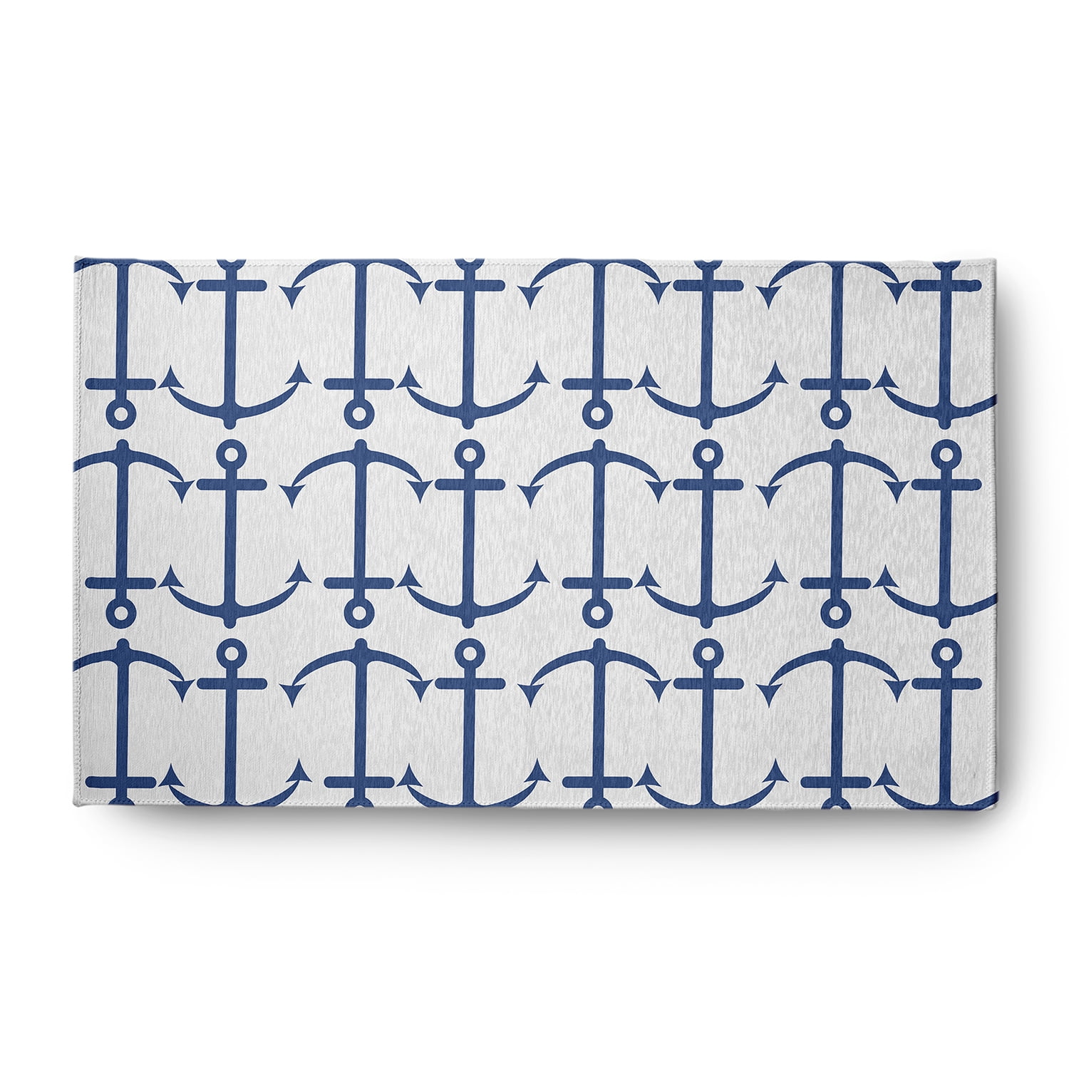 3' x 5' Simply Daisy Anchor Pattern Beach Style Chenille Area Rug, Nautical Navy