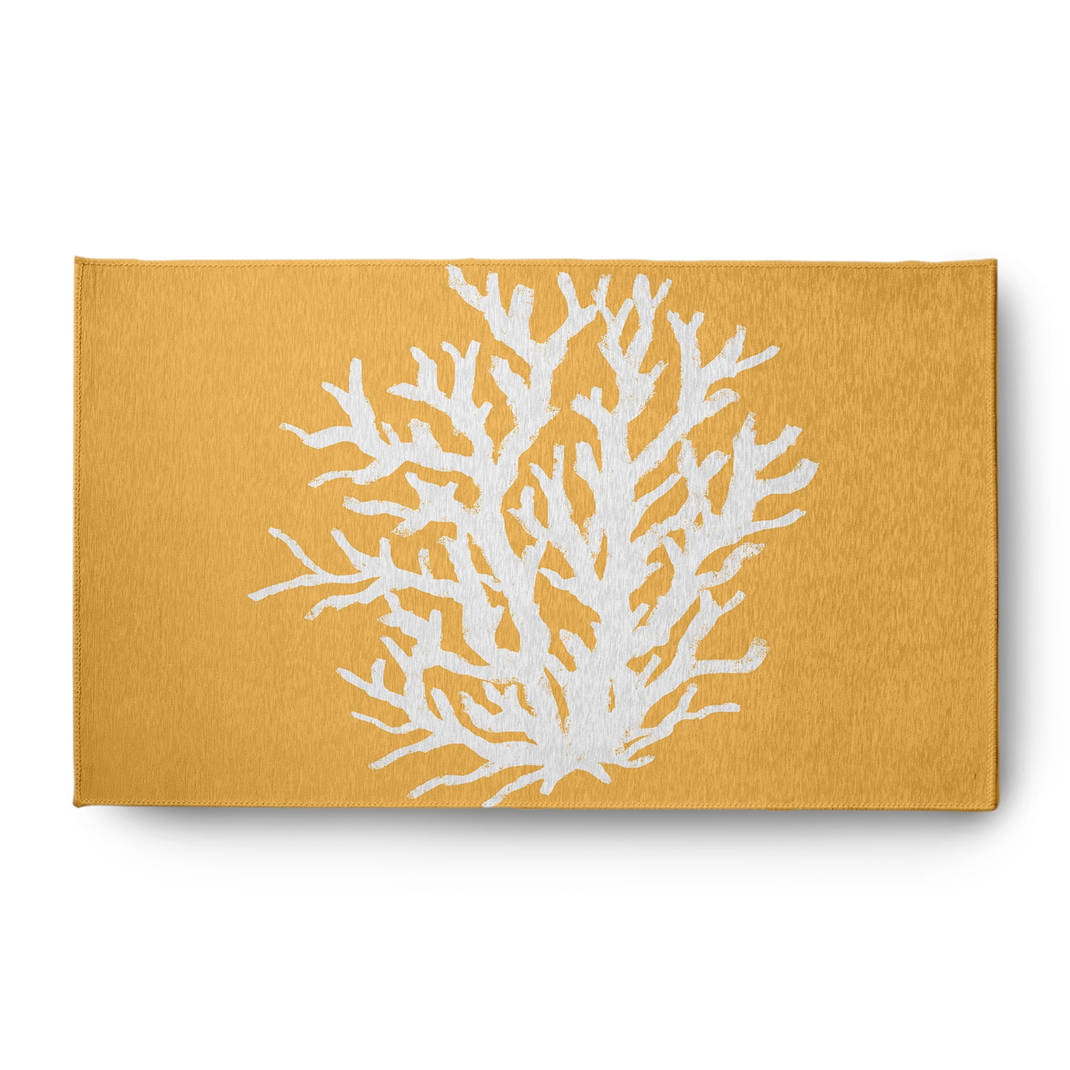 3' x 5' Simply Daisy Big Seaweed Beach Style Chenille Area Rug, Egg Yolk Yellow
