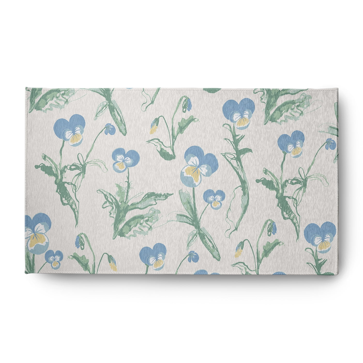 3' x 5' Simply Daisy Bunch of Pansies Casual Chenille Area Rug, Blue