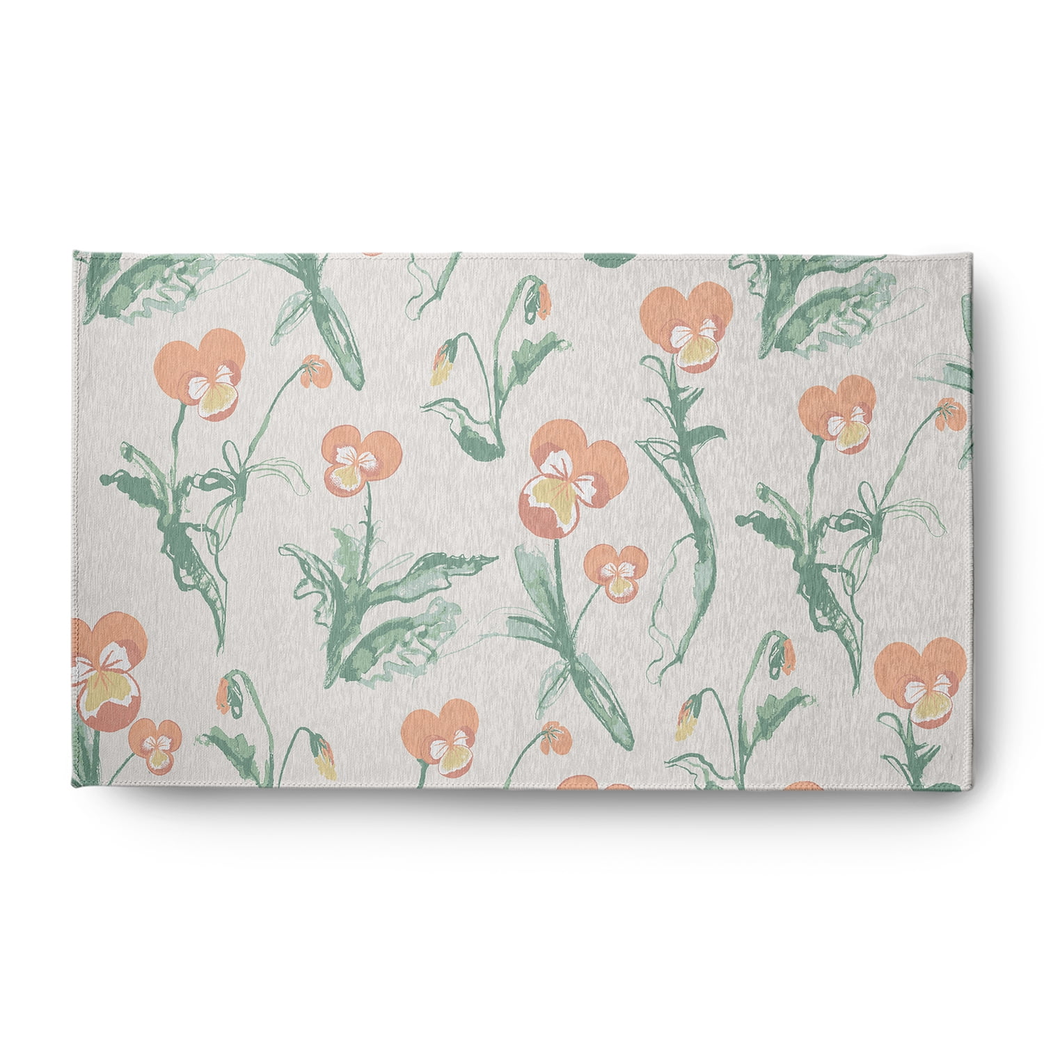 3' x 5' Simply Daisy Bunch of Pansies Casual Chenille Area Rug, Orange